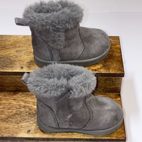 Wonder Nation Baby Girl Faux Fur Shearling Boot Gray Toddler Size 3 - Picture 2 of 8